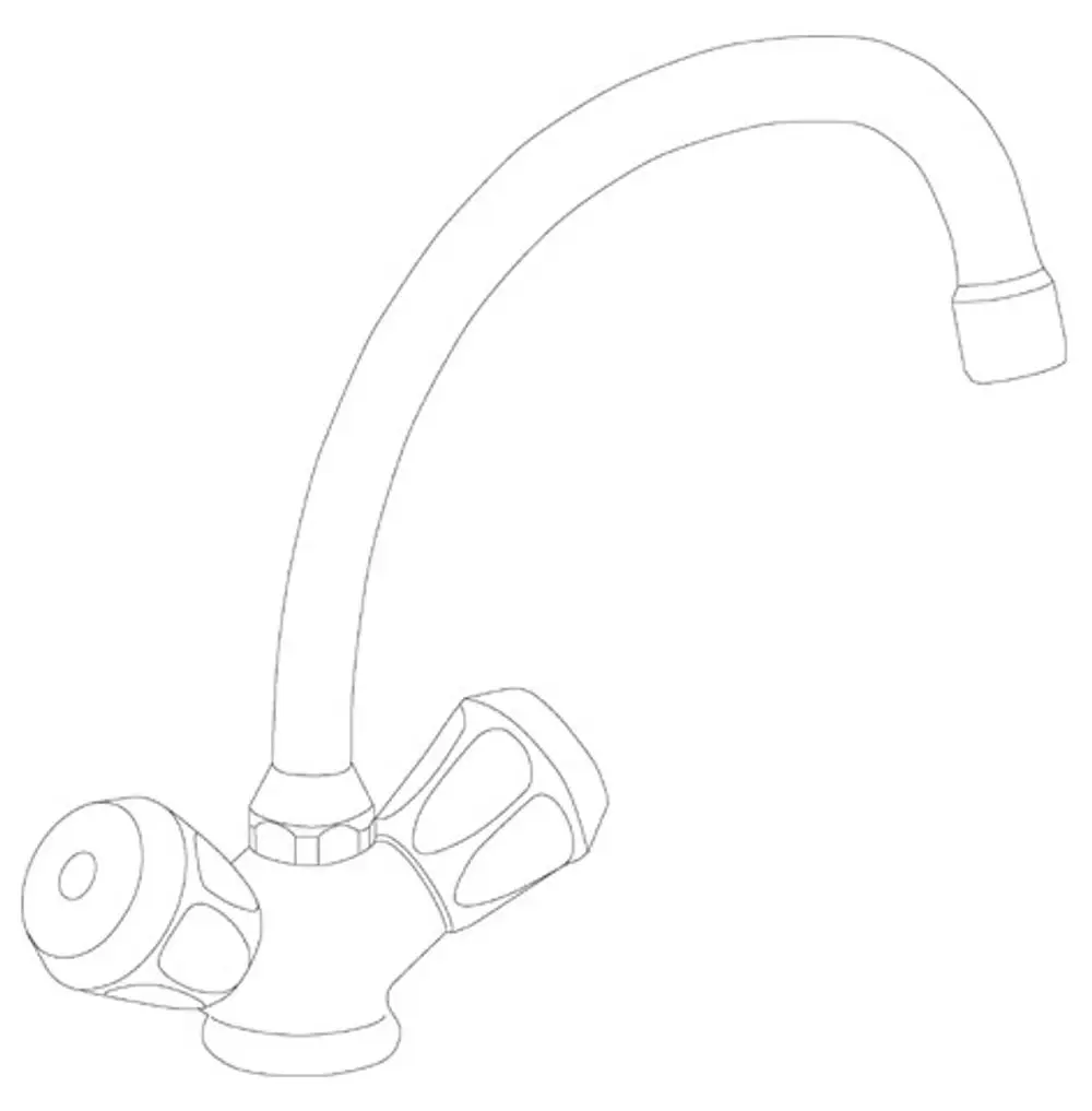 Zweigriff-Misch-Waschtischarmatur von Ideal Standard mit auslaufendem Wasserhahn und zwei separaten Griffen zur Temperatur- und Durchflussregelung.